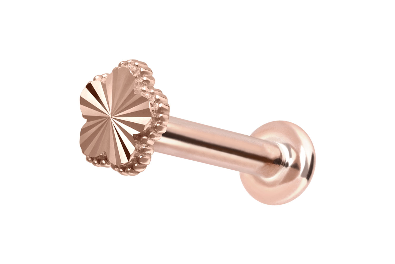 14 Karat Gold Labret Piercing mit Push Fit BLUME